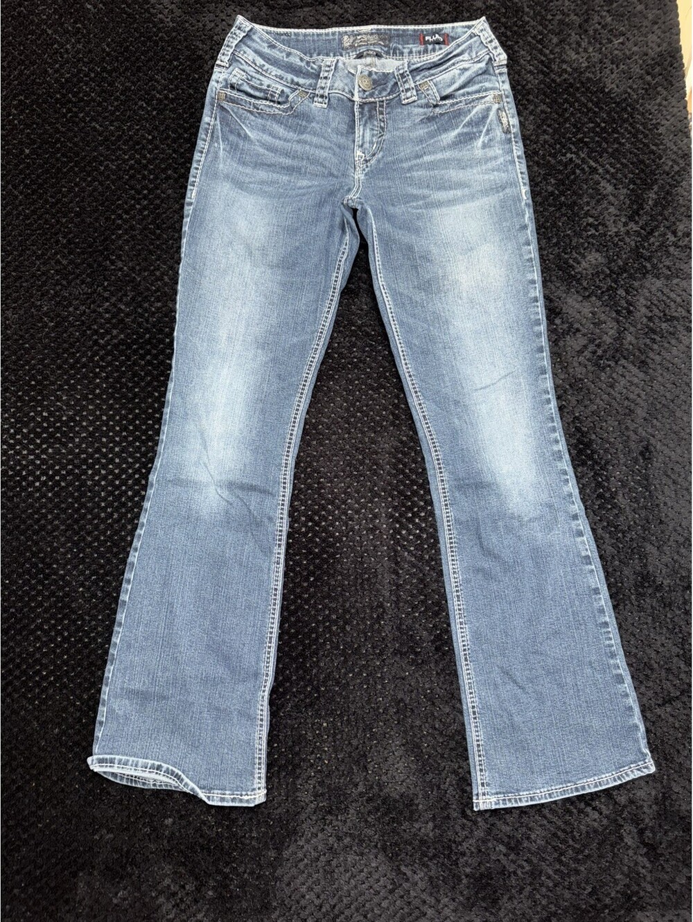 Silver Jeans Co Women’s Suki Mid Rise Bootcut Jeans Blue Dark Wash Size 28